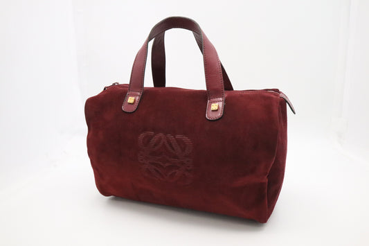 Loewe Handbag in Dark Red Suede Leather