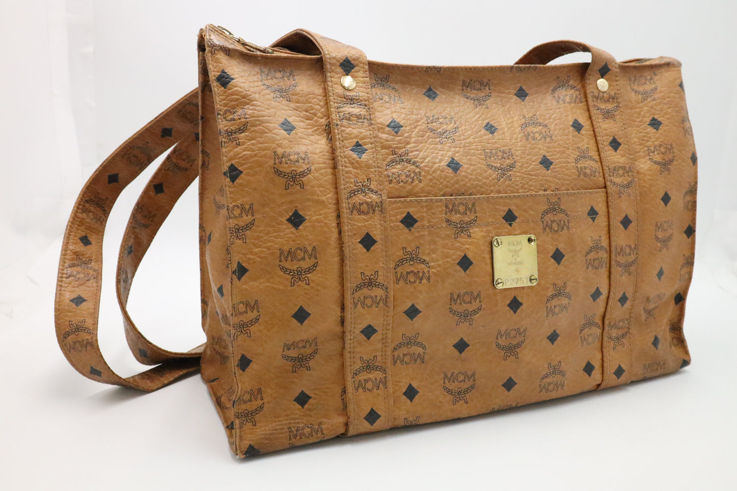MCM Shoulder Tote in Cognac Visetos Canvas