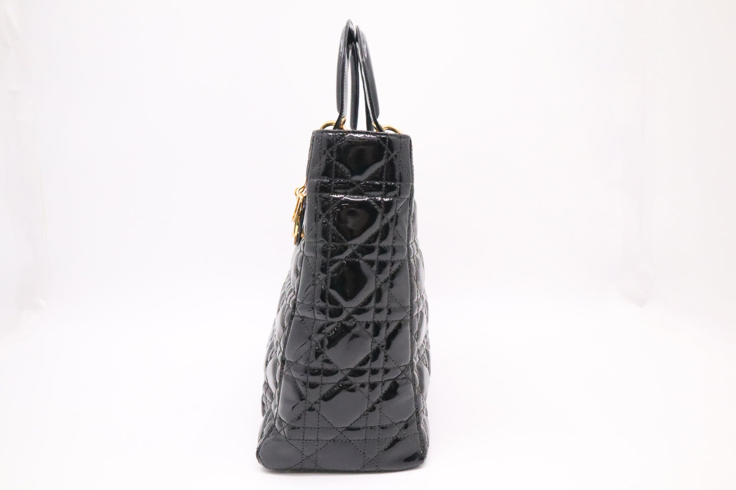 Dior Large Lady Dior in Black Cannage Patent Leather
