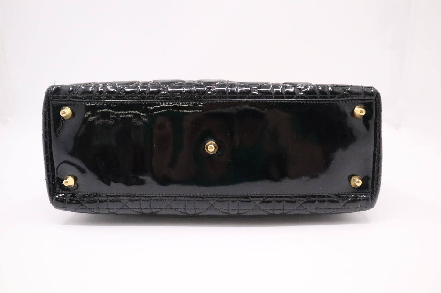 Dior Large Lady Dior in Black Cannage Patent Leather