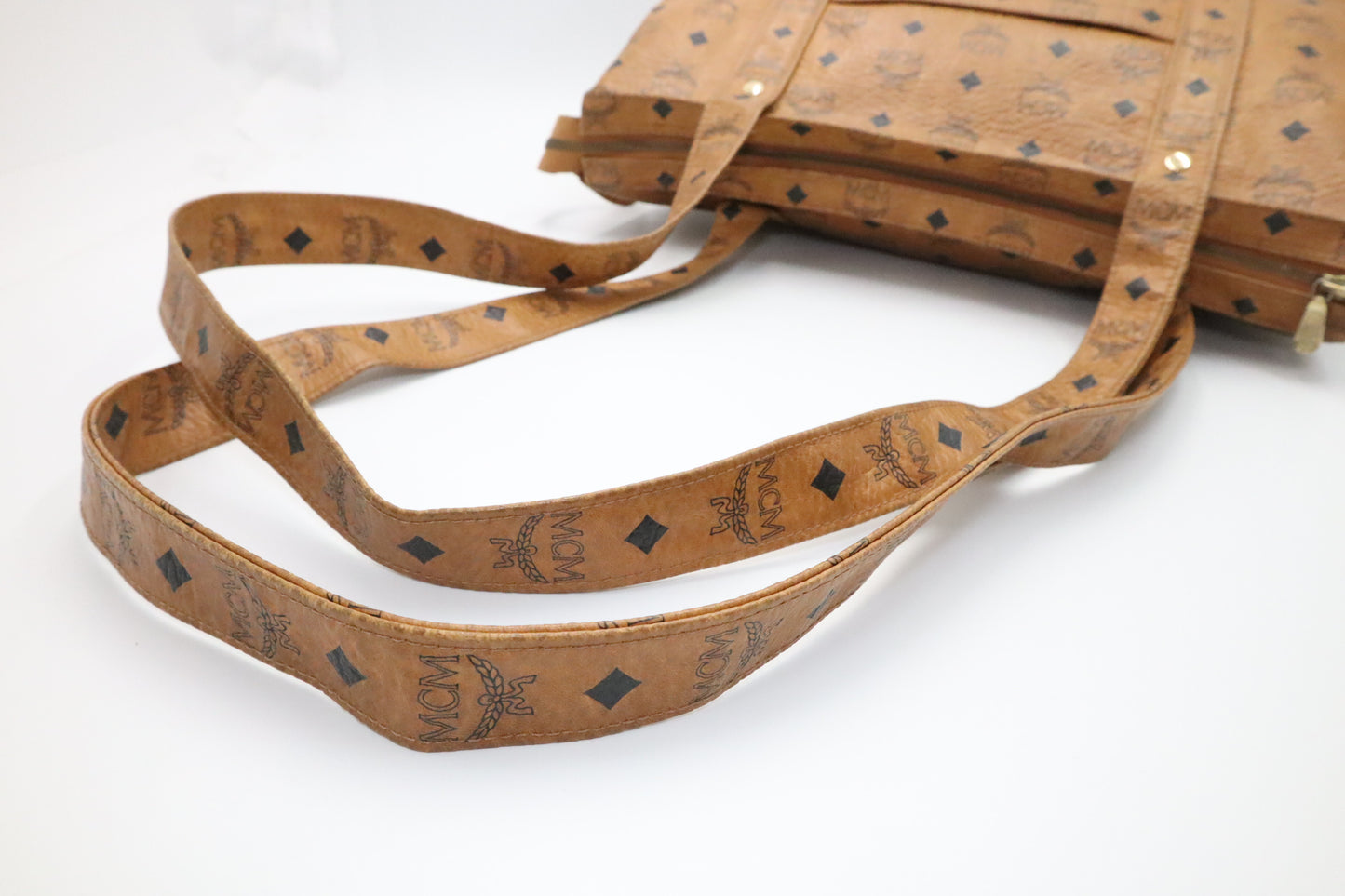 MCM Shoulder Tote in Cognac Visetos Canvas