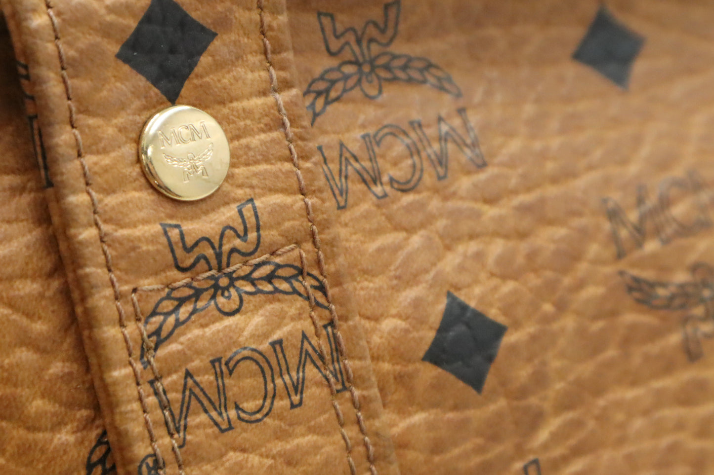 MCM Shoulder Tote in Cognac Visetos Canvas