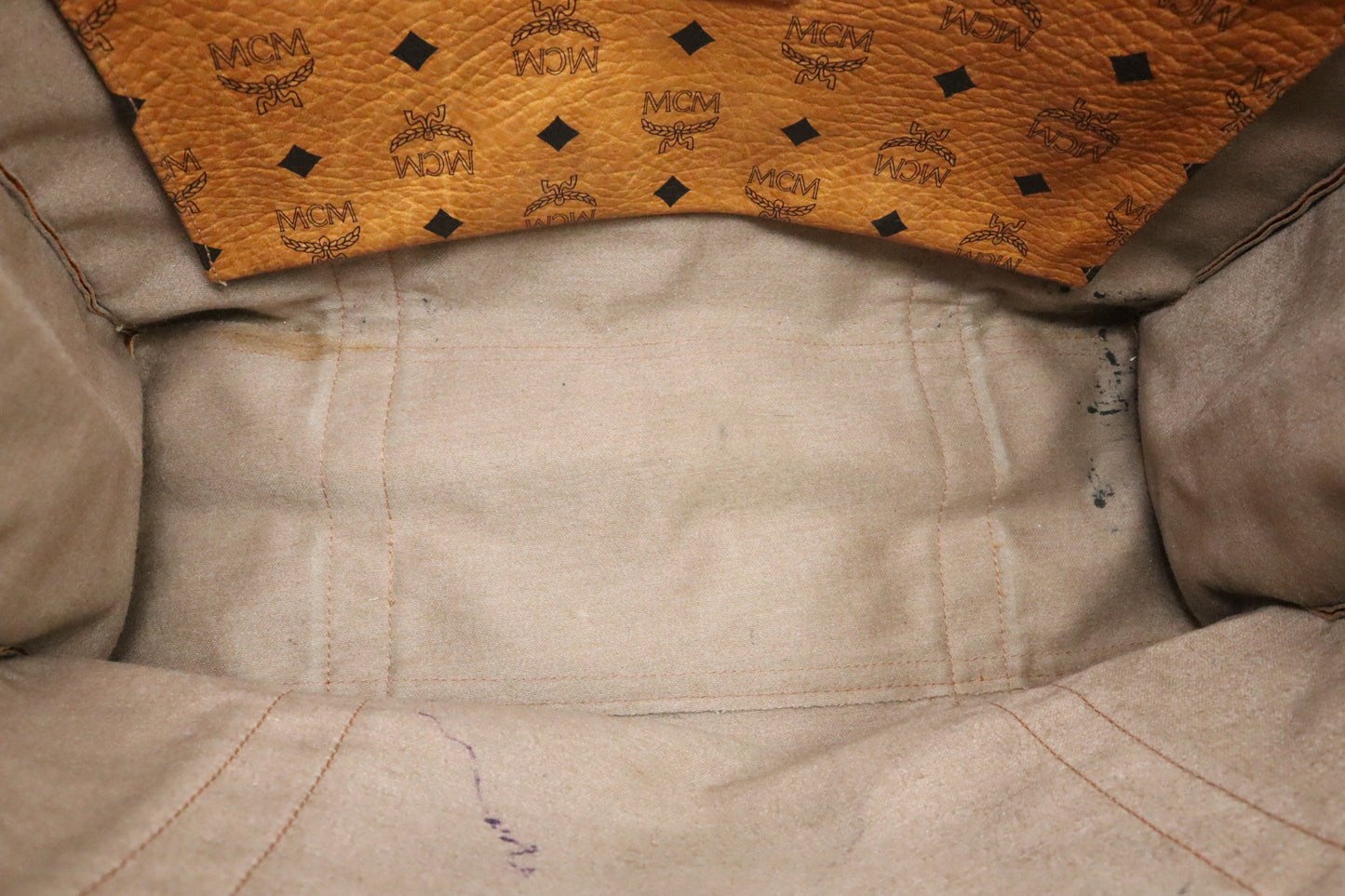 MCM Shoulder Tote in Cognac Visetos Canvas