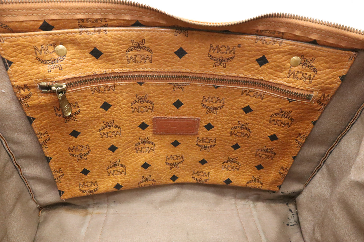 MCM Shoulder Tote in Cognac Visetos Canvas