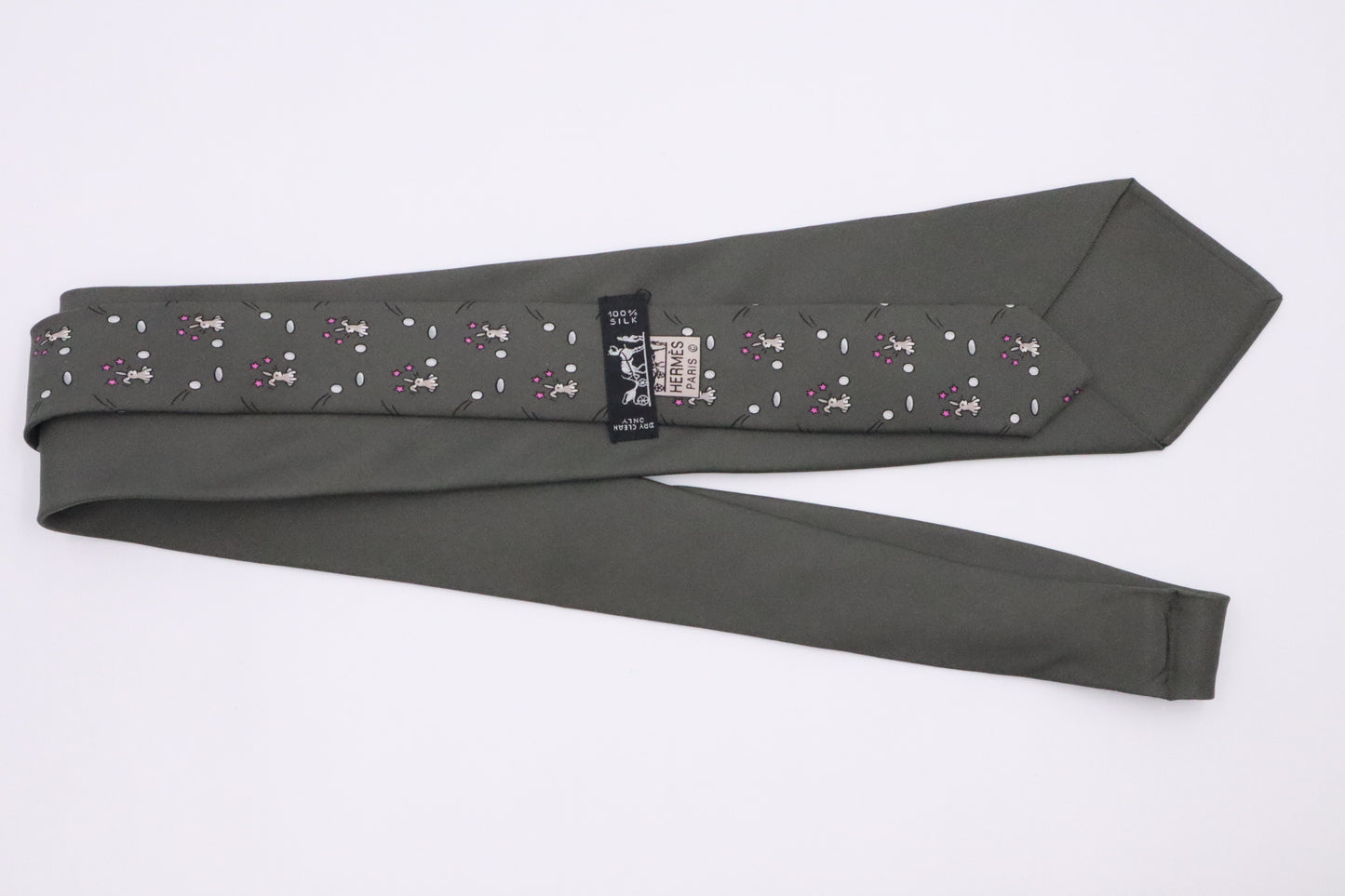 Hermes Tie in Dark Green Silk
