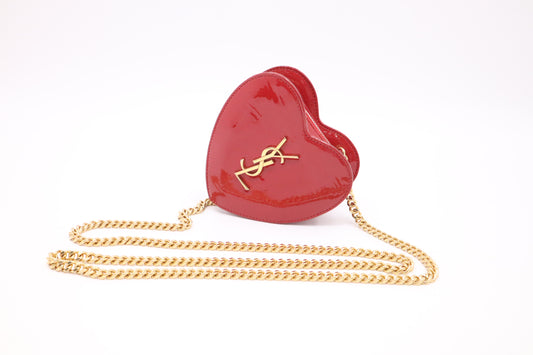 YSL Saint Laurent Heart Crossbody Bag in Red Patent Leather