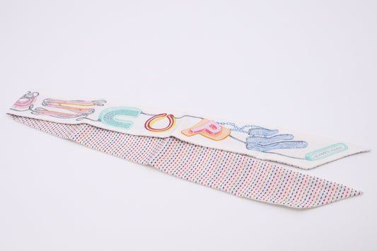 Hermes Twilly in White Multicolor Silk