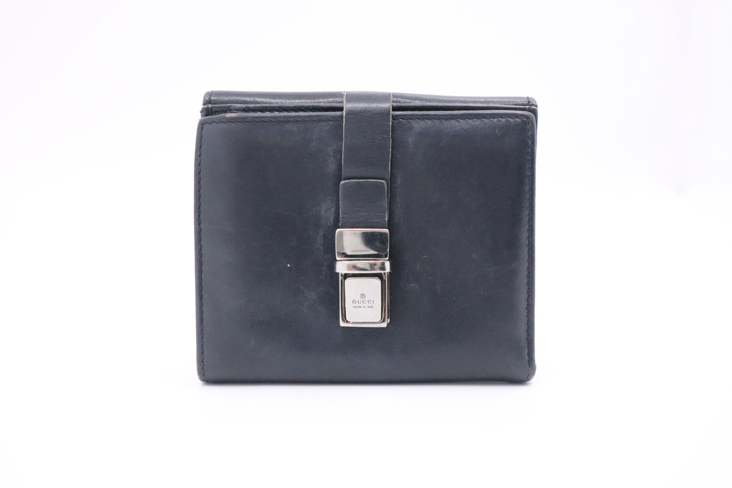 Gucci Compact Wallet in Dark Blue Leather