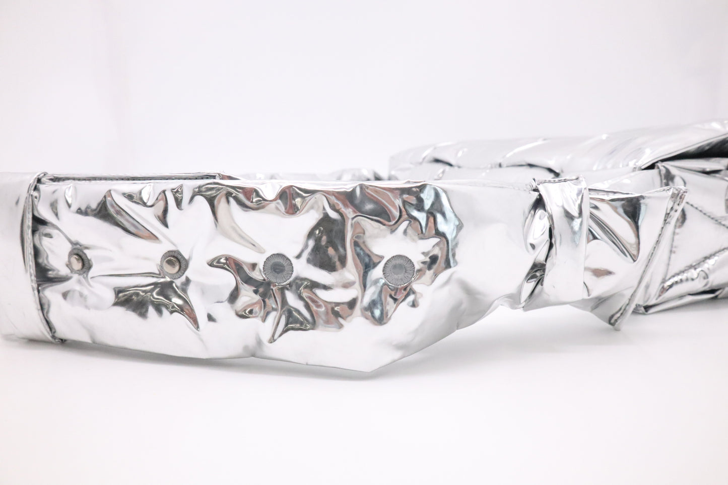 Bottega Veneta Maxi Padded Tech Cassette in Silver Leather