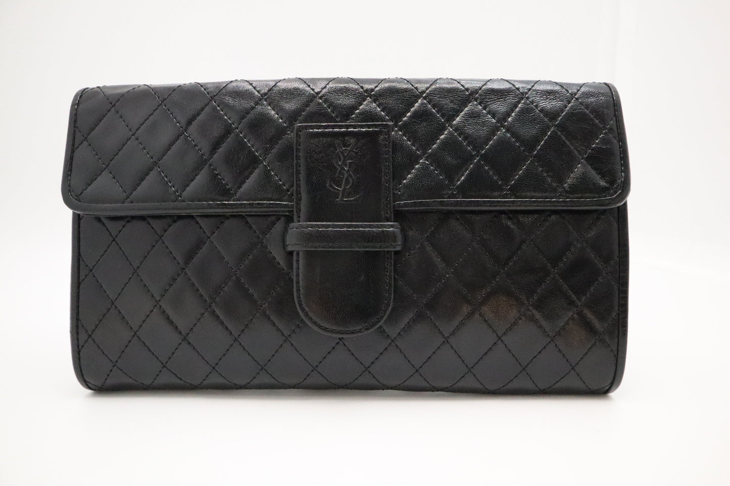 YSL Saint Laurent Clutch in Black Quilted Leather