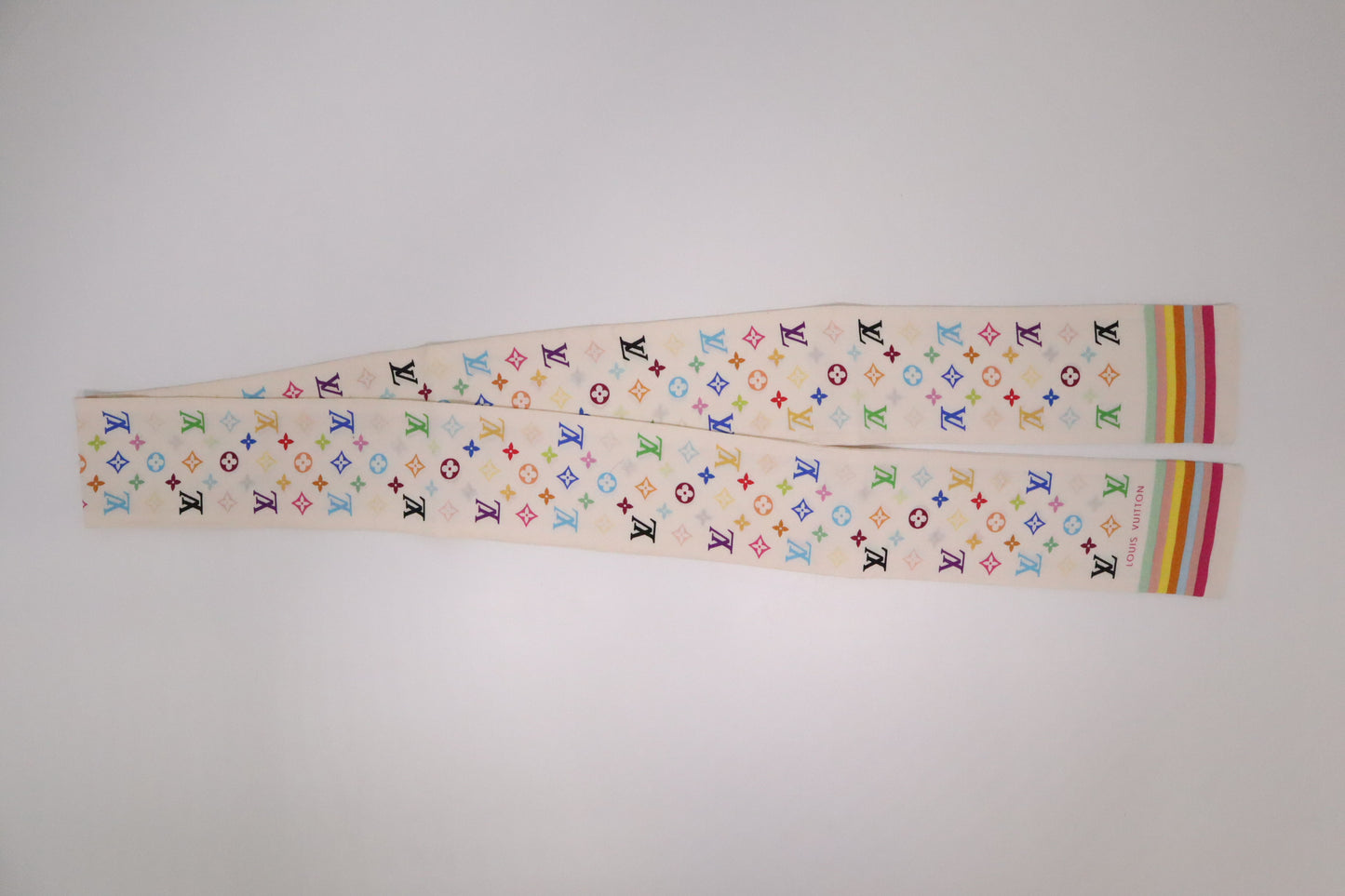 Louis Vuitton Bandeau in White Multicolor Monogram Silk