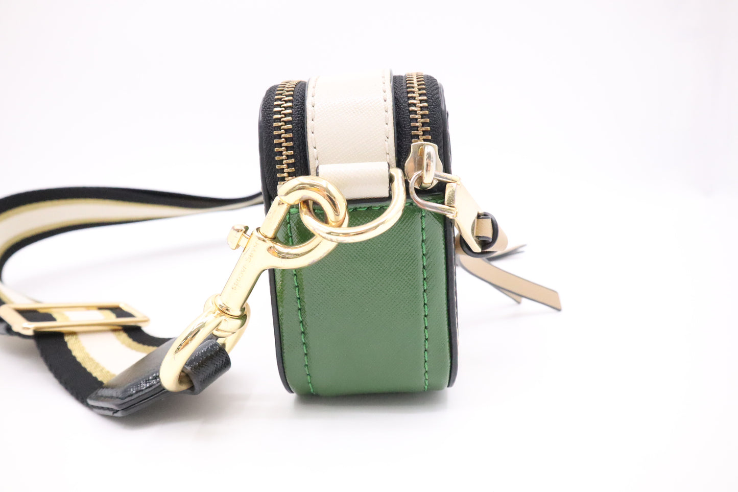 Marc Jacobs Snapshot in Tan, White and Green Leather