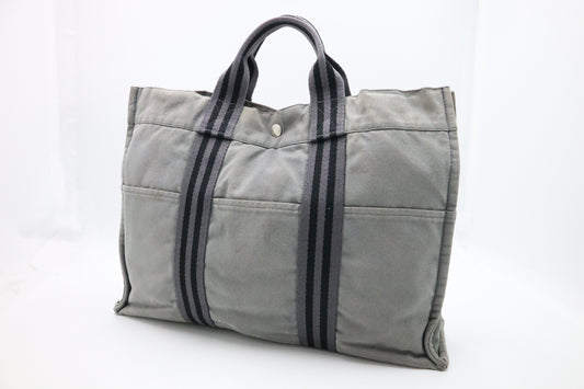 Hermes Herline Fourre-Tout MM in Grey Canvas