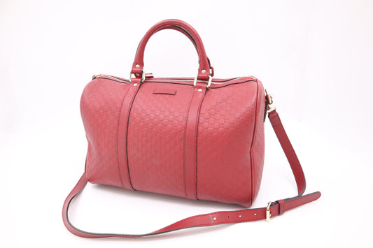 Gucci Boston Bag in Red Micro Guccissima Leather