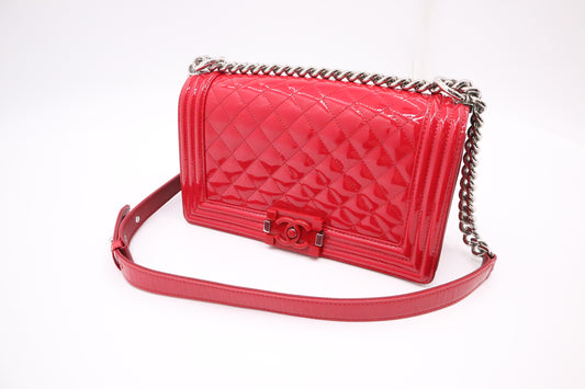 Chanel Medium Boy in Pink Patent Leather