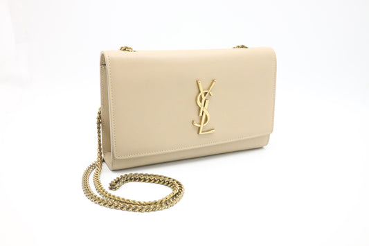 YSL Saint Laurent Medium Kate in Beige Grain de Poudre Leather