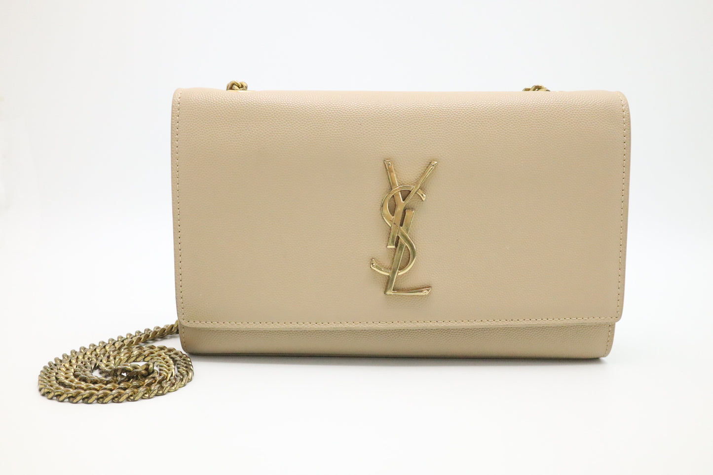 YSL Saint Laurent Medium Kate in Beige Grain de Poudre Leather