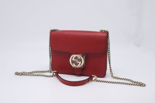 Gucci Dollar Shoulder Bag in Red Leather