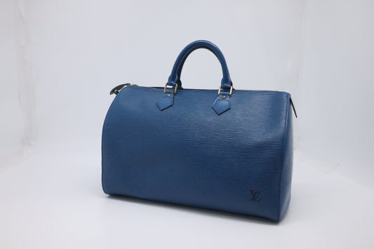 Louis Vuitton Speedy 35 in Blue Epi Leather