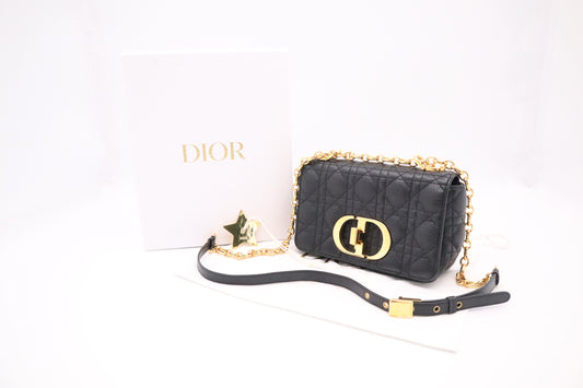 Dior Small Caro Crossbody in Black Cannage Leather