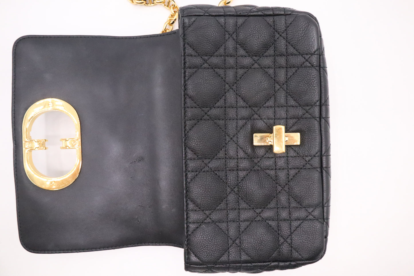 Dior Small Caro Crossbody in Black Cannage Leather