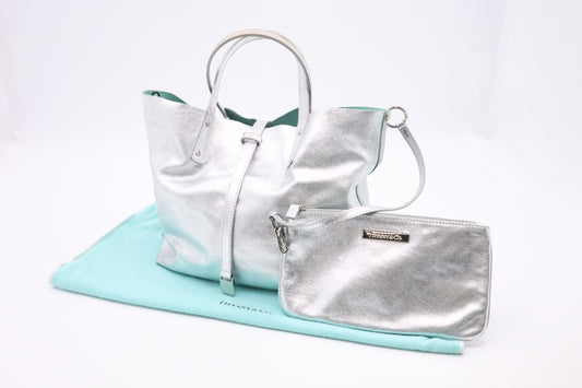 Tiffany & Co. Small Tote in Silver & Blue Leather