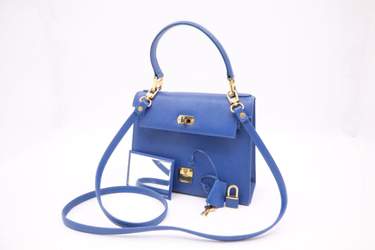 MCM Mini Kelly in Blue Leather