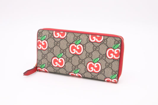 Gucci Long Wallet in GG Supreme Apples Canvas