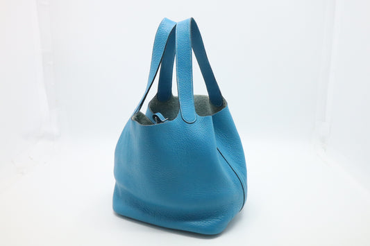 Hermes Picotin 22 in Blue Clemence Leather