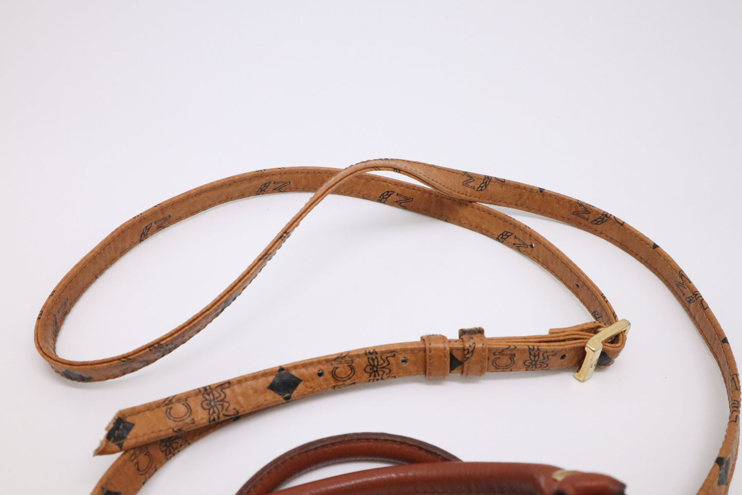 MCM Mini Boston in Cognac Visetos Canvas