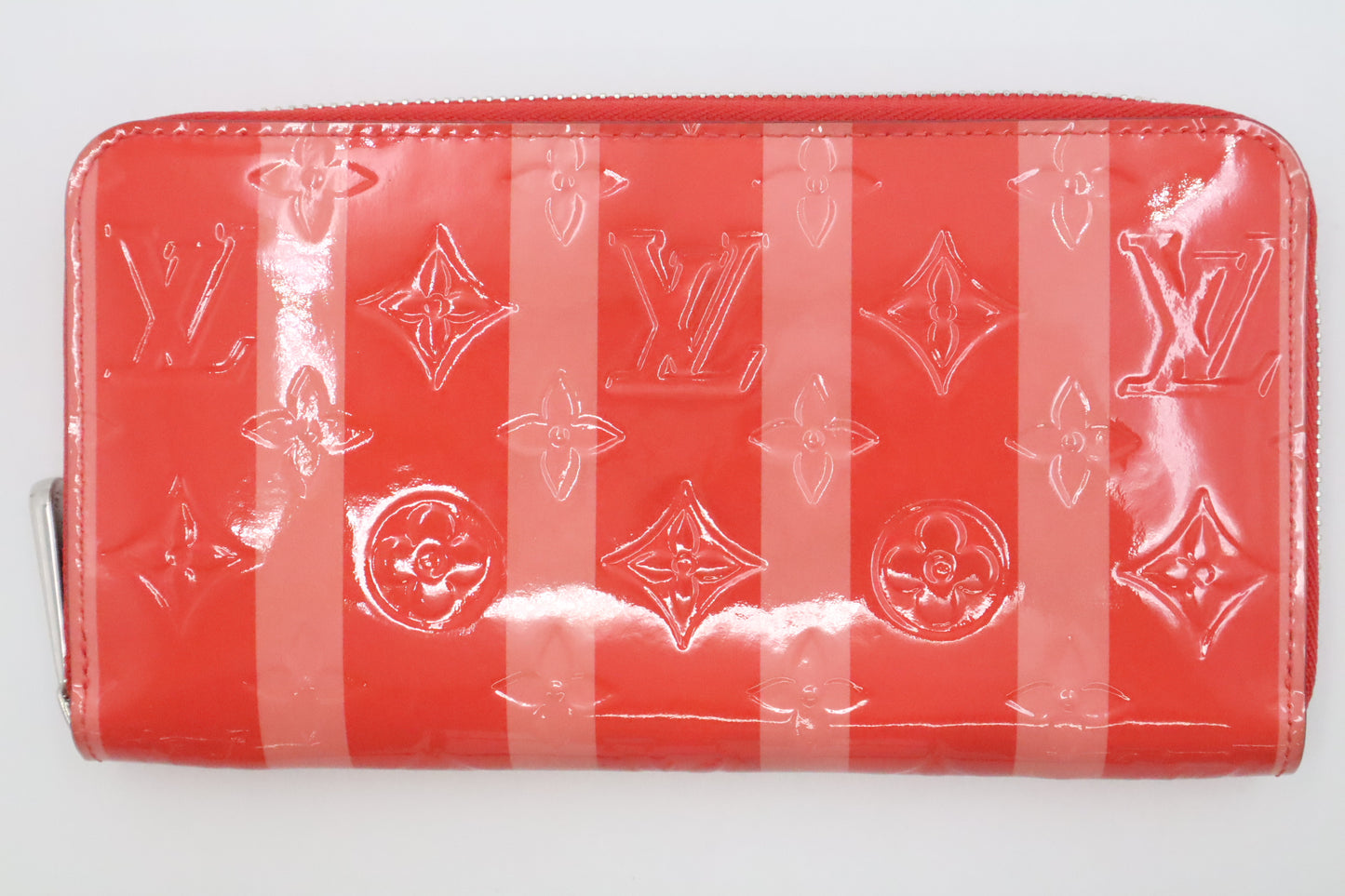 Louis Vuitton Long Zippy Wallet in Poppy Rayures Vernis Leather