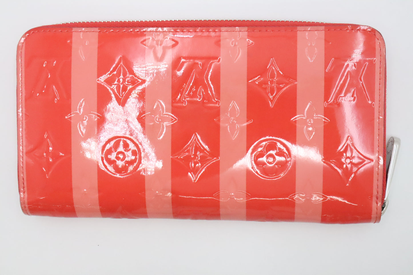 Louis Vuitton Long Zippy Wallet in Poppy Rayures Vernis Leather