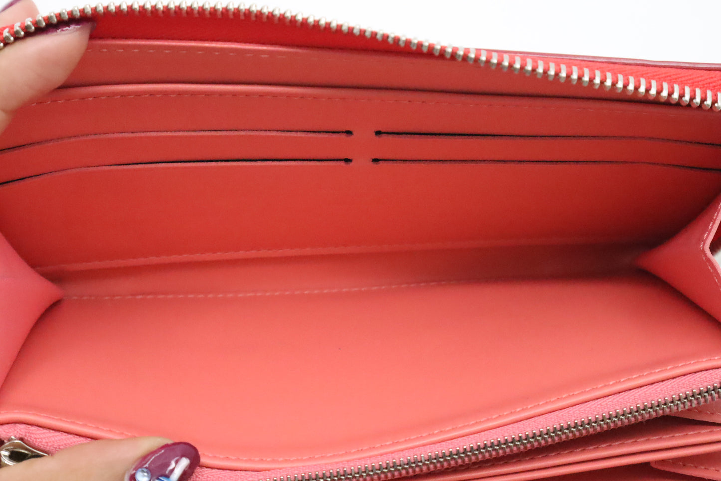 Louis Vuitton Long Zippy Wallet in Poppy Rayures Vernis Leather