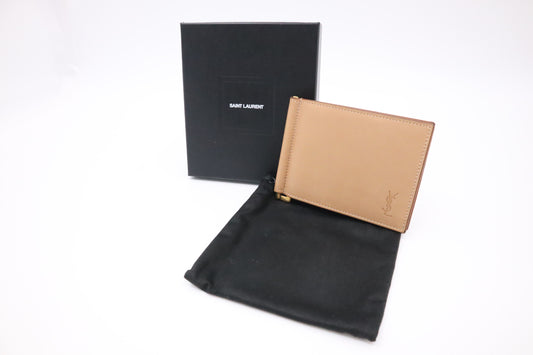 YSL Saint Laurent Bifold Wallet in Tan Leather
