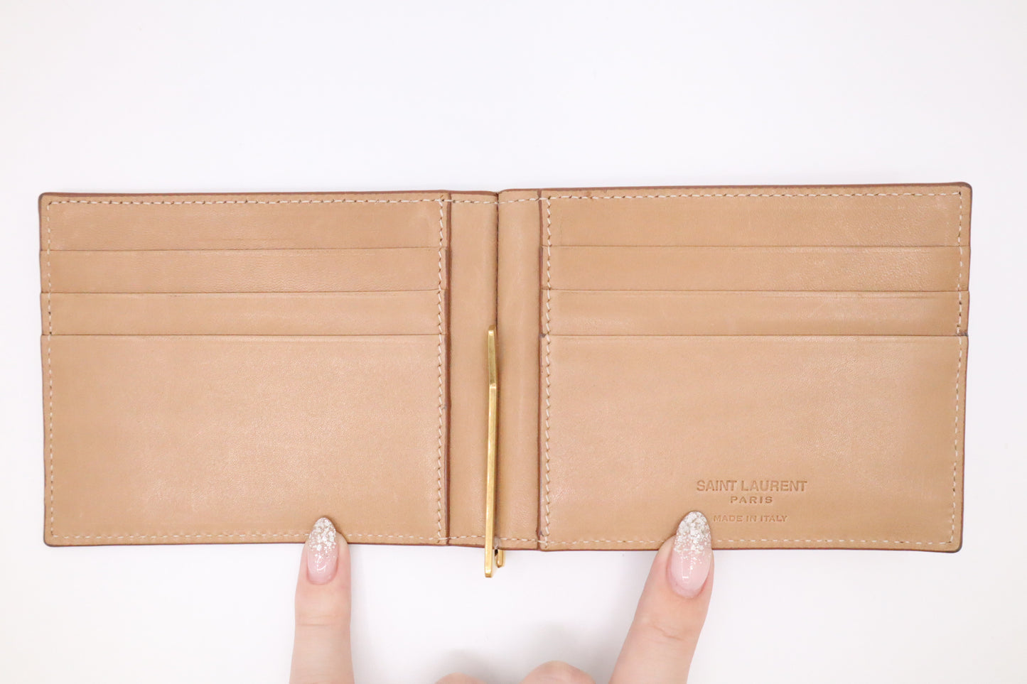 YSL Saint Laurent Bifold Wallet in Tan Leather