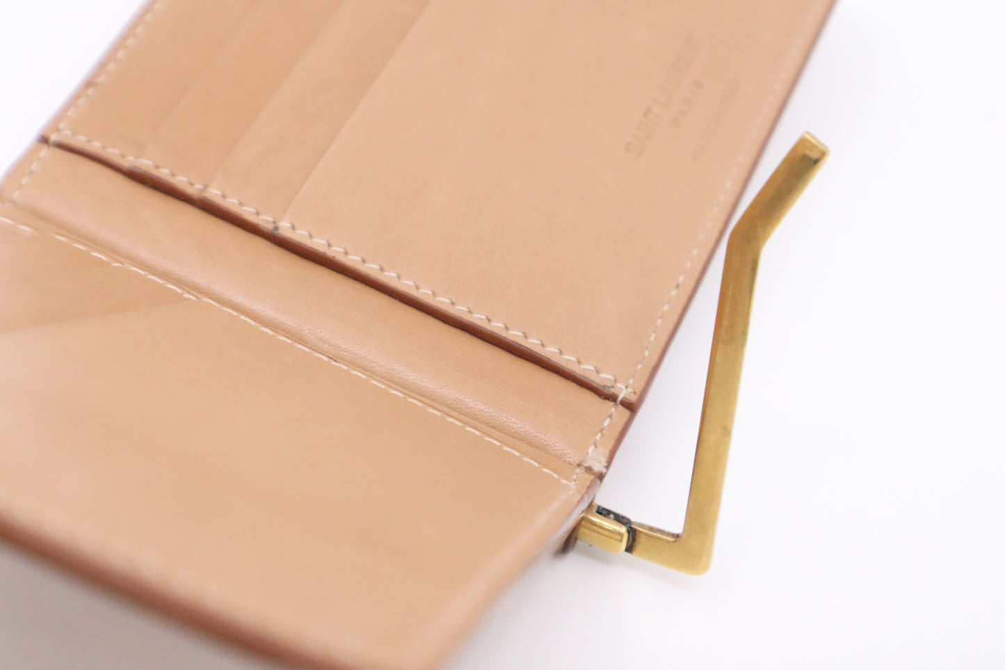 YSL Saint Laurent Bifold Wallet in Tan Leather