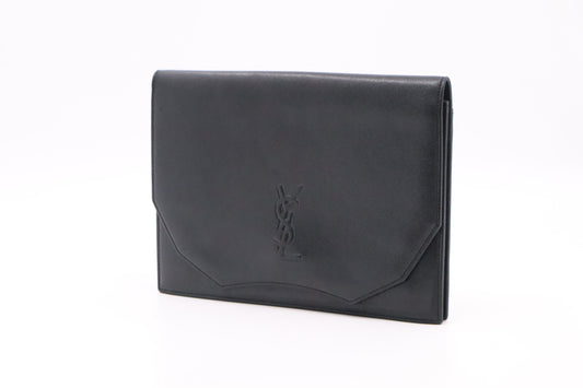 YSL Clutch in Black Leather