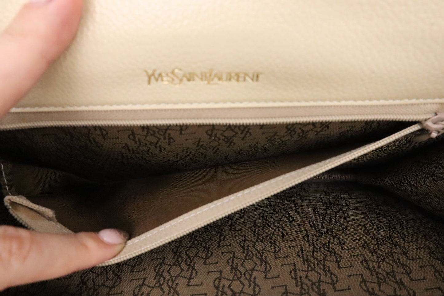YSL Saint Laurent Clutch in Cream Leather