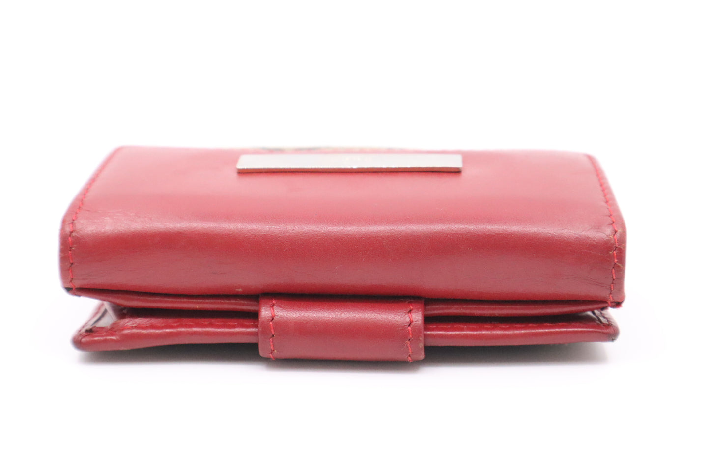 Gucci Compact Wallet in Red Leather & GG Canvas