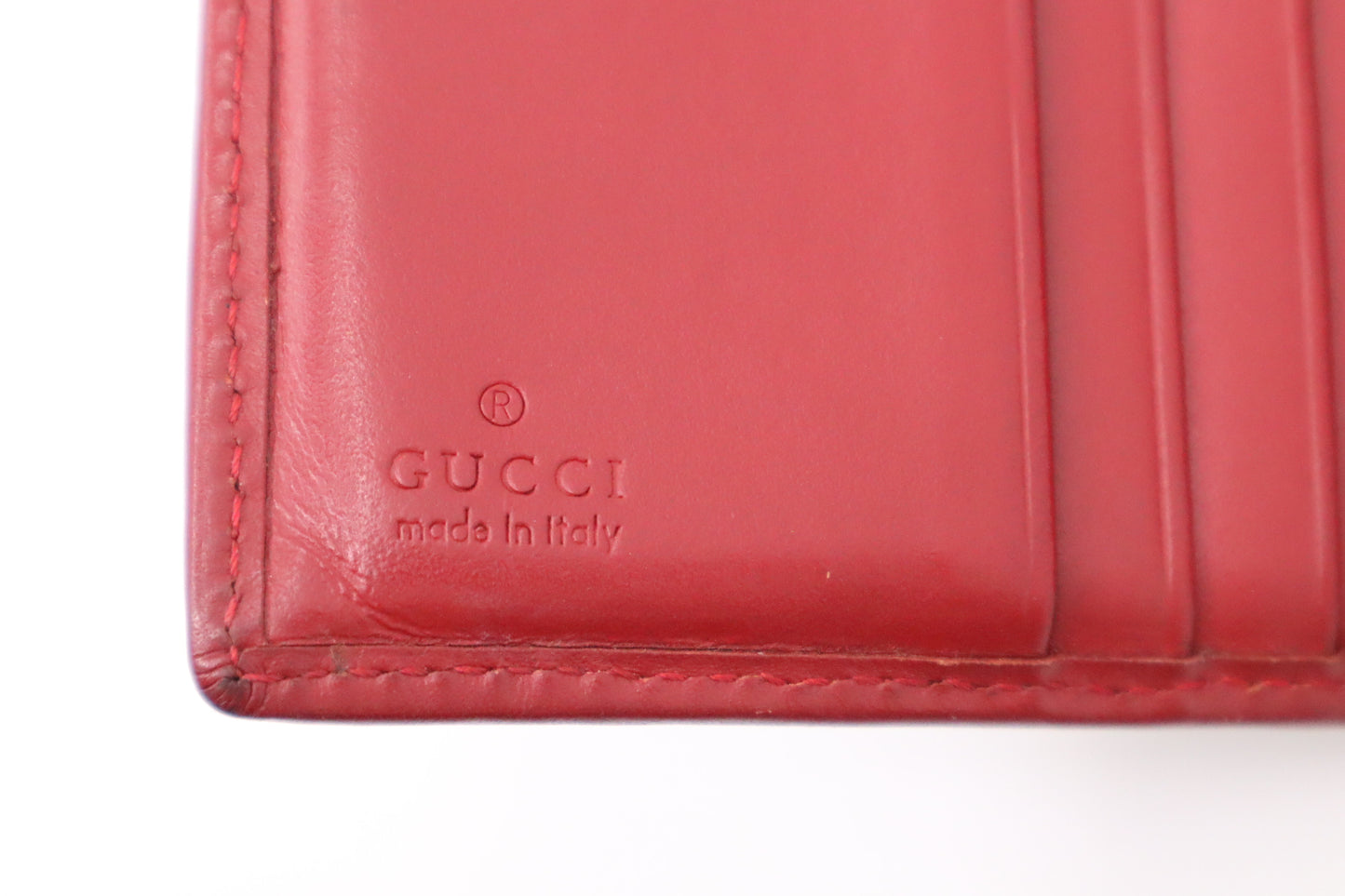 Gucci Compact Wallet in Red Leather & GG Canvas