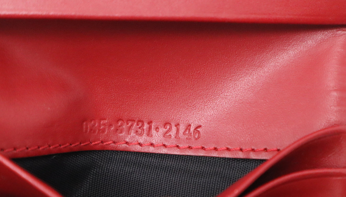 Gucci Compact Wallet in Red Leather & GG Canvas