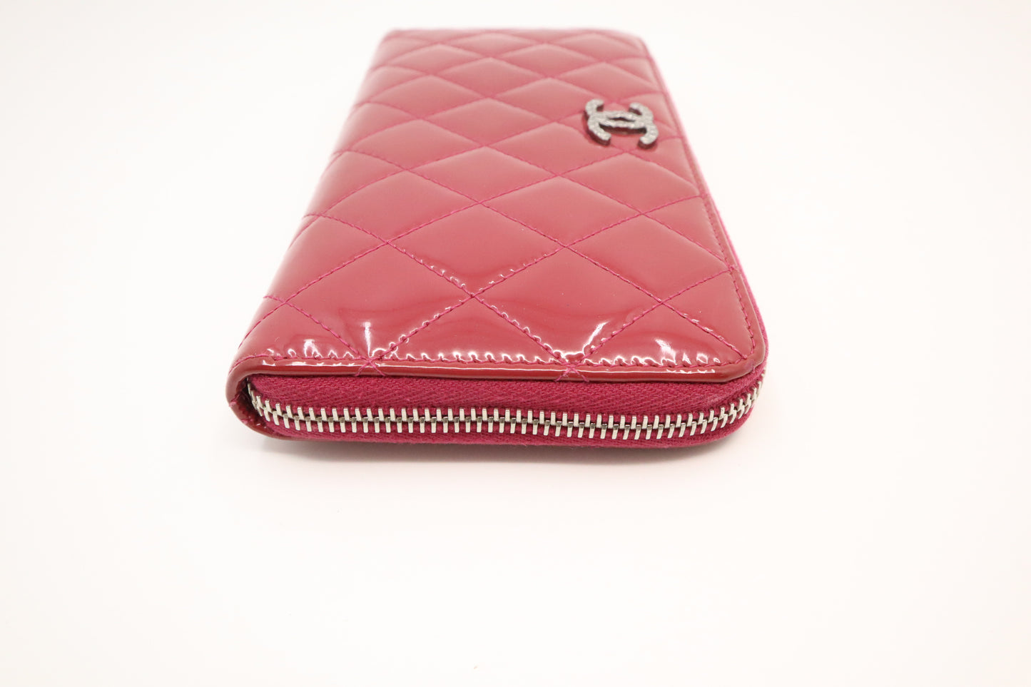 Chanel Zippy Wallet in Pink Quilted Patent Leather
