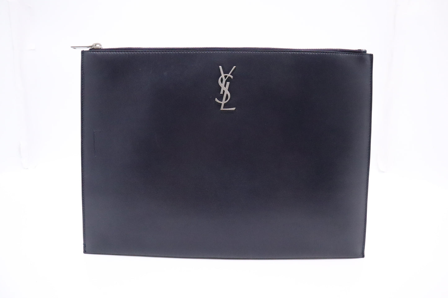 YSL Saint Laurent Clutch in Navy Blue Leather
