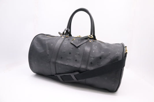 MCM Duffle Bag in Black Coated Canvas