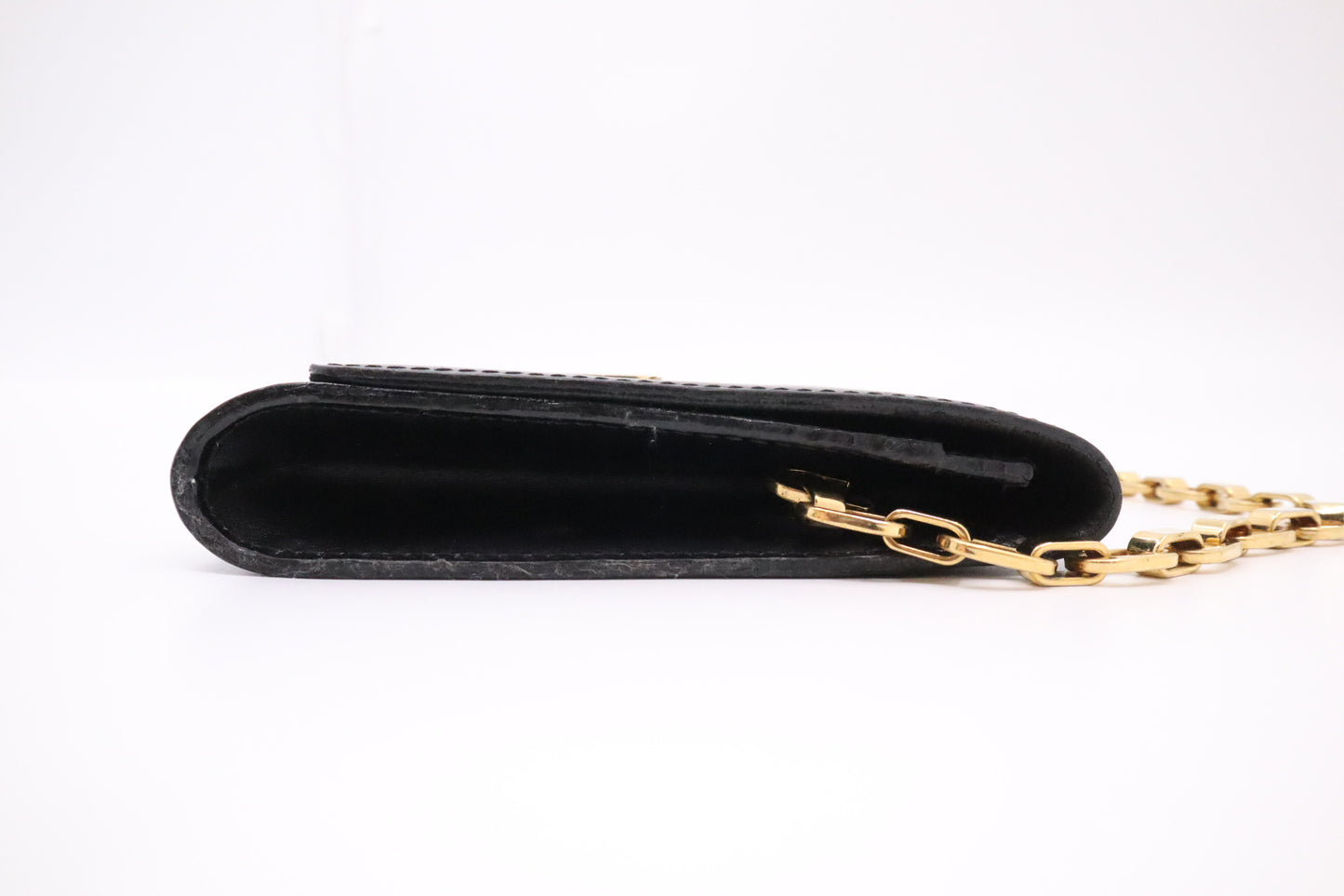 Louis Vuitton Pochette Louise Chain Bag in Black Leather