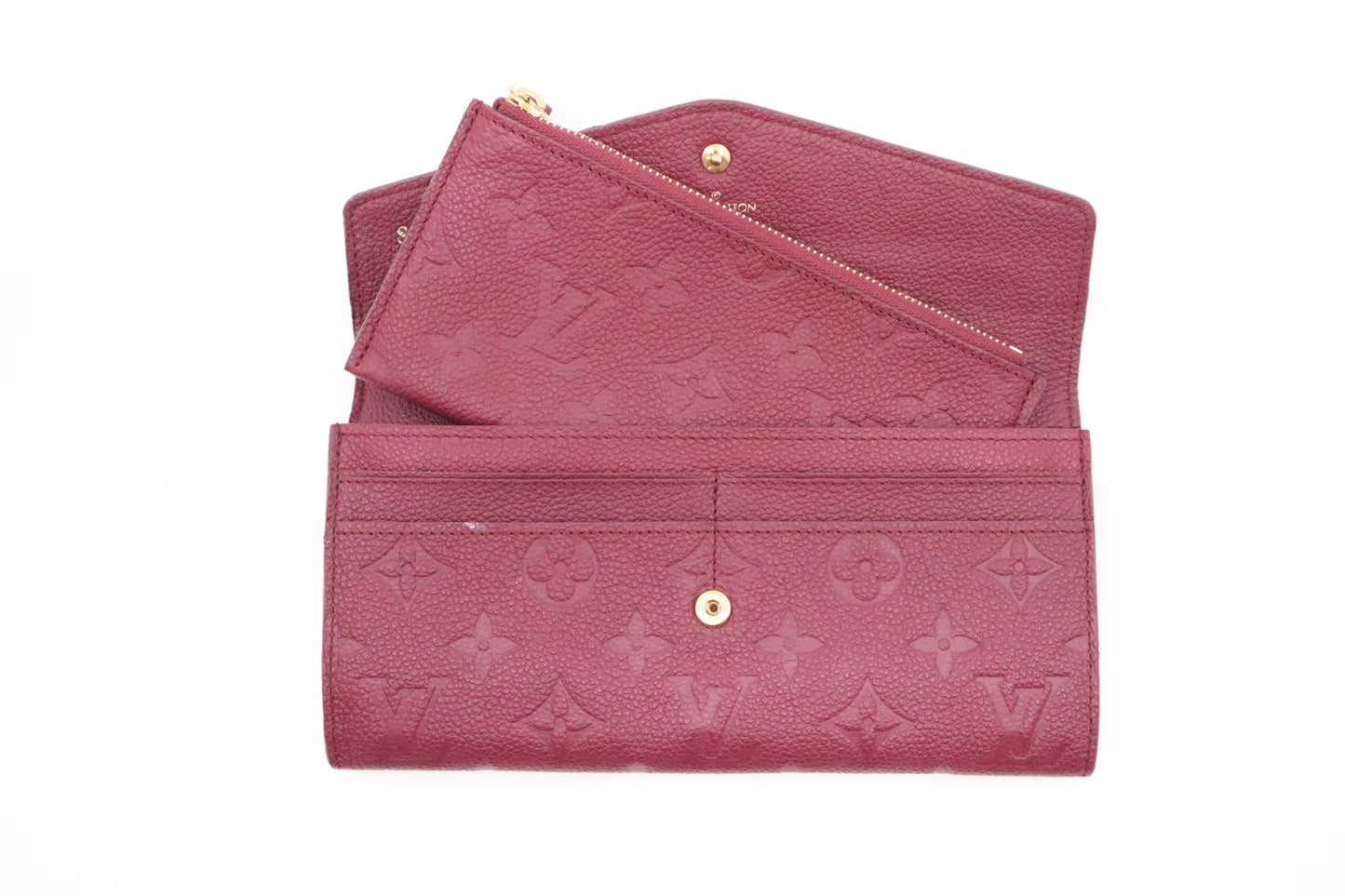 Louis Vuitton Sarah Wallet in Aurore Empreinte Leather