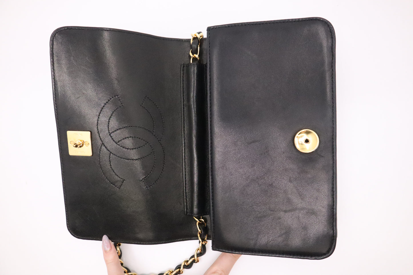 Chanel Mini Full Flap in Black Mattelassé Leather