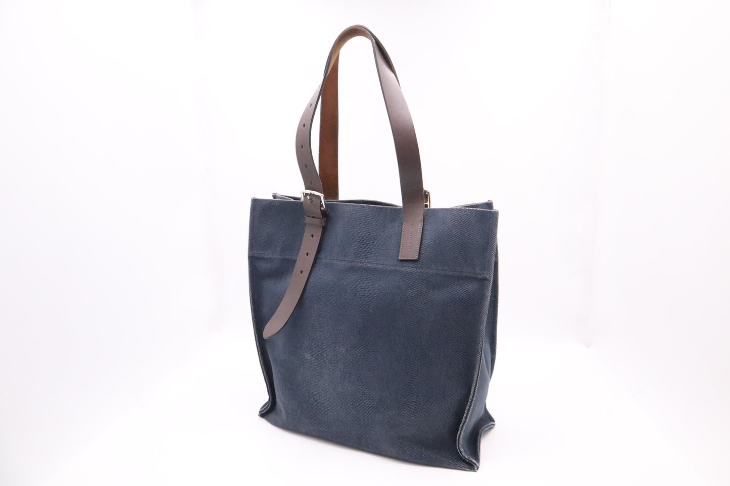 Hermès Étrivière Tote in Navy Blue Canvas