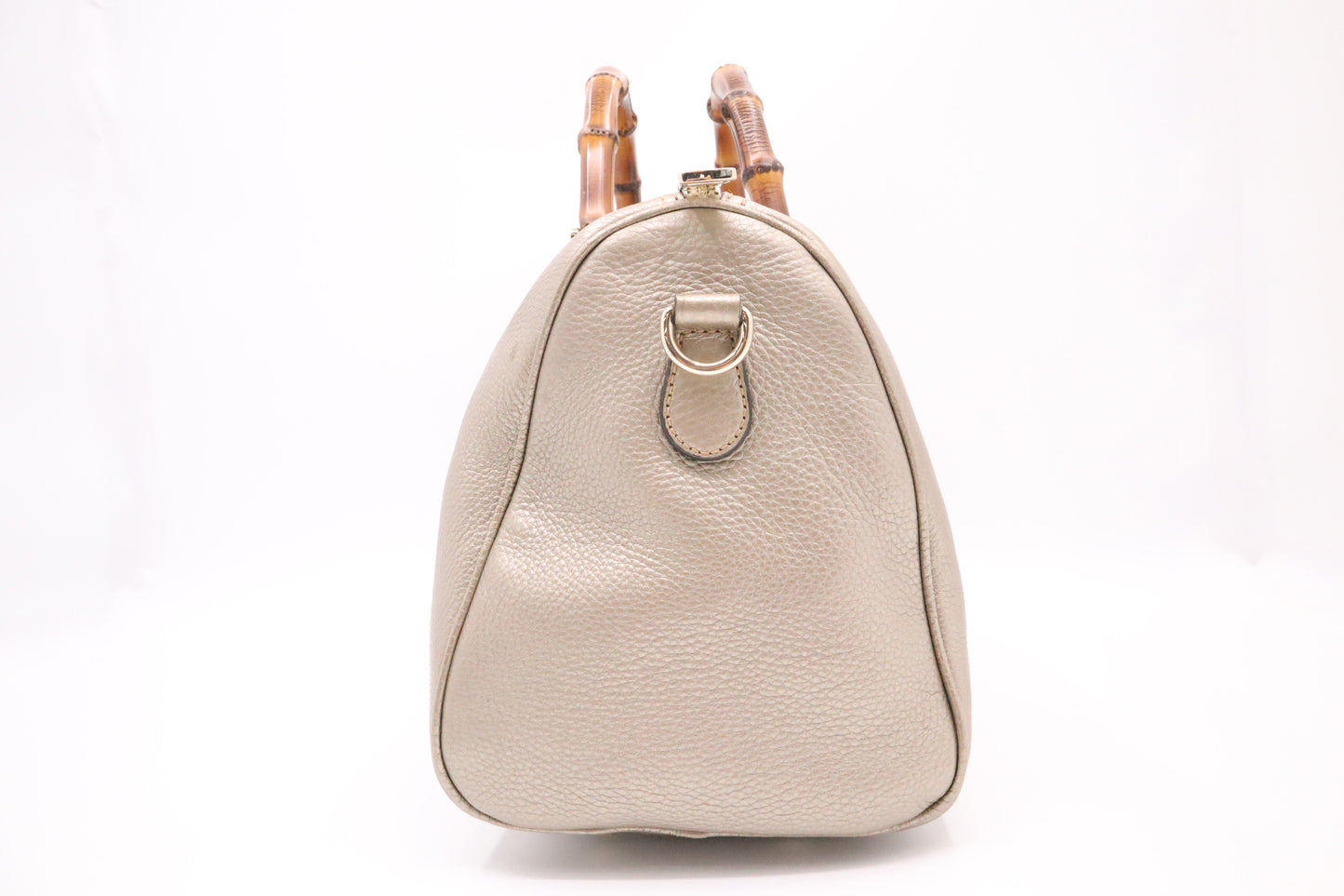 Gucci Bamboo Shopper Boston Bag in Metallic Beige Leather