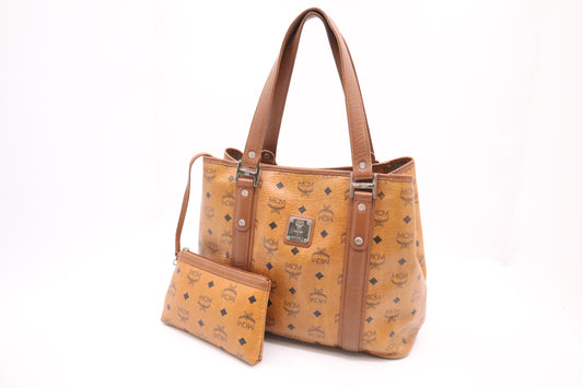 MCM Tote Bag in Cognac Visetos Canvas